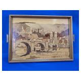 Vintage Marquetry Wood Inlay Heidelberg Tray