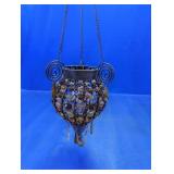 Beaded Hanging Metal Tea Light Chandelier
