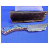 Damascus Tanto Knife w/Rainbow Handle