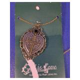 Antique Style Heart & Cross Pendant Necklace