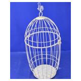 White Metal Birdcage Decor w/Crystal Bird