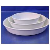 (3) White Glass Nesting Bowls