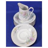 (7) Jamestown China Porcelain Plates & Creamer