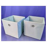 (2)Light Blue Fabric Storage Cubes Duo