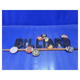 Vintage Metal "Billiard" Pool Room Wall Decor