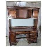 Wooden Desk with Hutch and Storage Cabinets