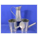 Galvanized Metal Watering Cans and Pitcher