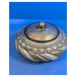 Decorative Metal Covered Trinket Storage Bowl
