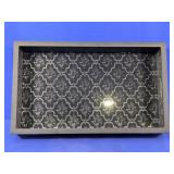Wood Framed Glass Serving Tray