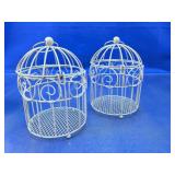 Pair of Mini White Wire Birdcage Decor
