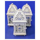 White Metal Decorative Lanterns Set of Three