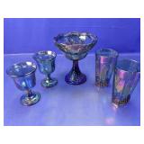 (5) Iridescent Grape Glass Serving Set