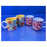 (4) Assorted Metal & Glass Mugs