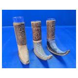 (3) Decorative Glass Boot Shot Glasses