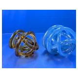 (2) Decorative Glass Knot Sculptures