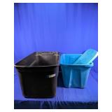Plastic Storage Totes, Black and Blue