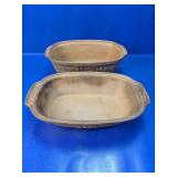 (2)American Bravo Clay Baking Dishes Duo