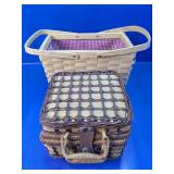 (2)Vintage Picnic Pair: Woven Basket & Caddy