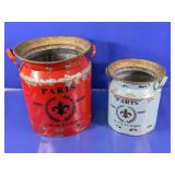 (2)Vintage Style "Paris" Metal Milk Cans Duo