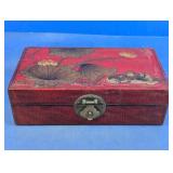 Decorative Painted Wood Storage Box With Latch