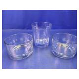 (3) Clear Glass Dessert Bowl & Tumbler Set