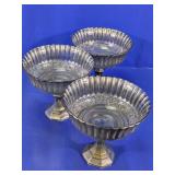 Pressed Glass Pedestal Bowls Set of Three