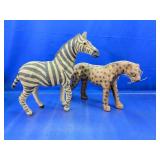 Burlap and Leather Safari Animal Figure Lot