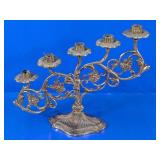 Vintage 5-Light Ornate Brass Candelabra