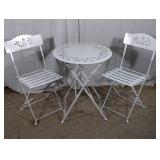 (3)White Metal Folding Bistro Set