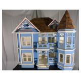 (2)Victorian Blue Dollhouse & Furniture Set