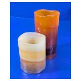 (2)Warm-Toned Layered Pillar Candles Duo