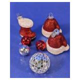 Glitter Santa Hat & Ball Ornaments Decor
