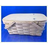 Vintage Woven Wood Picnic Basket