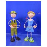 Metal Garden Boy and Girl Flower Pot Holders
