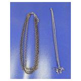 (2) Silver-Tone Horse Pendant & Layered Necklace
