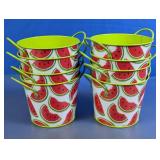 Set of 8 Mini Watermelon Metal Pails