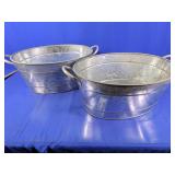 (2)Galvanized Oval Metal Tubs Duo