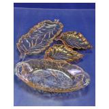 Iridescent Marigold Carnival Glass Dish Set