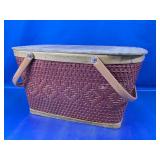 Woven Picnic Style Storage Basket With Lid