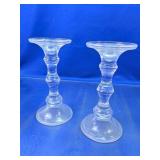 Pair of Elegant Glass Candlestick Holders
