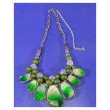 Vibrant Green Beaded Statement Necklace