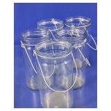 Glass Jar Lanterns with Wire Handles Set of Five