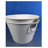 White Metal Beverage Bucket With Handles