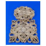 Vintage Hand-Woven Straw Coaster & Trivet Set