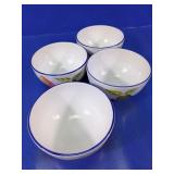 Set of 4 Ceramic Fruit Print Bowls