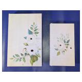 Floral Fabric-Covered Hinged Storage Boxes