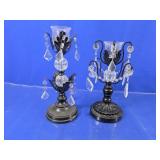 Black Metal & Glass Candle Holders
