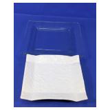 Square White Ceramic and Clear Glass Tray Set