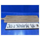 (2) Rustic Wood Serving Board and Wall Sign