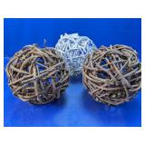 Decorative Woven Wood Sphere Set